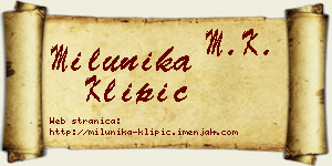 Milunika Klipić vizit kartica